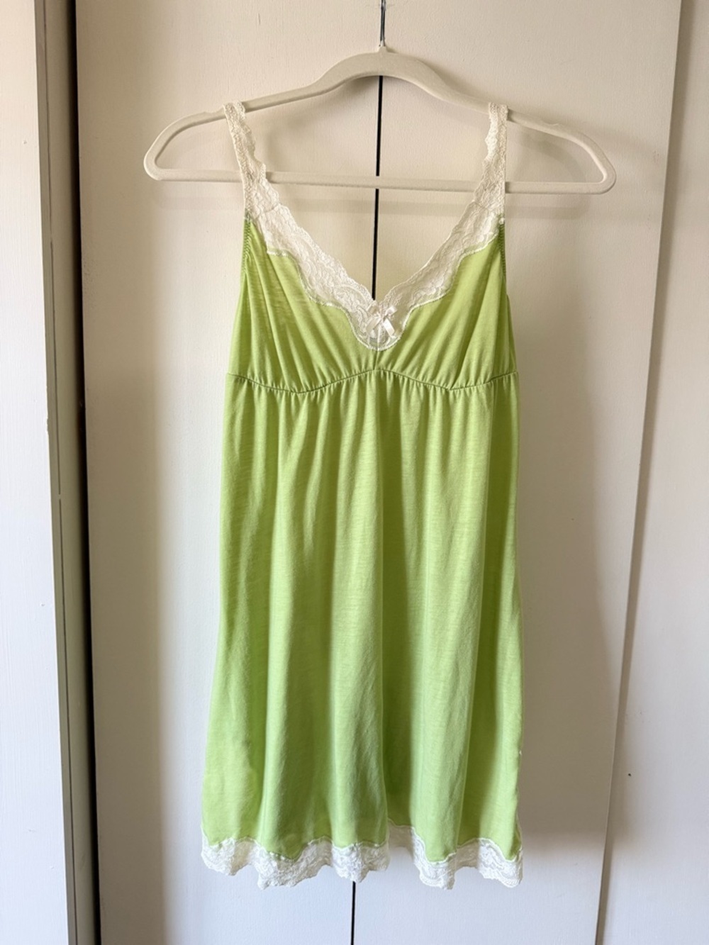 Vintage Eberjey Lace Modal Peignoir Set Pistachio Chemise & Robe Set Lady Godiva - Picture 3 of 15